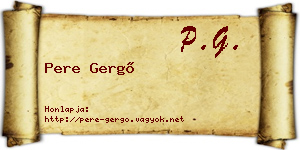 Pere Gergő névjegykártya
