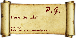Pere Gergő névjegykártya